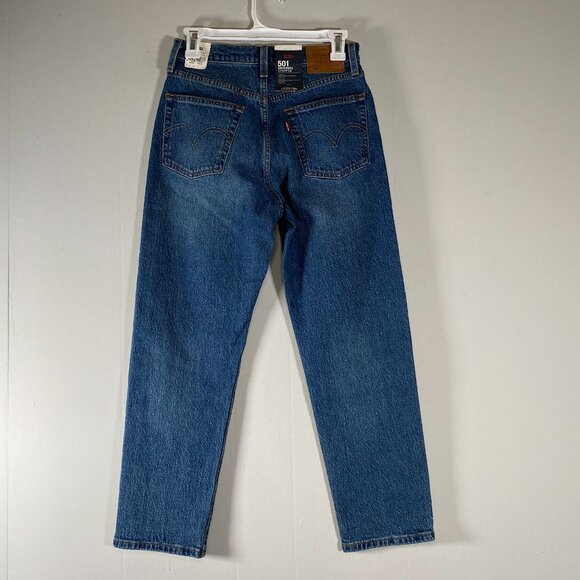 Levi's Premium 501 Cropped Denim Jeans Women's 26 Mid Rise Button Fly Blue NWT - Picture 2 of 15